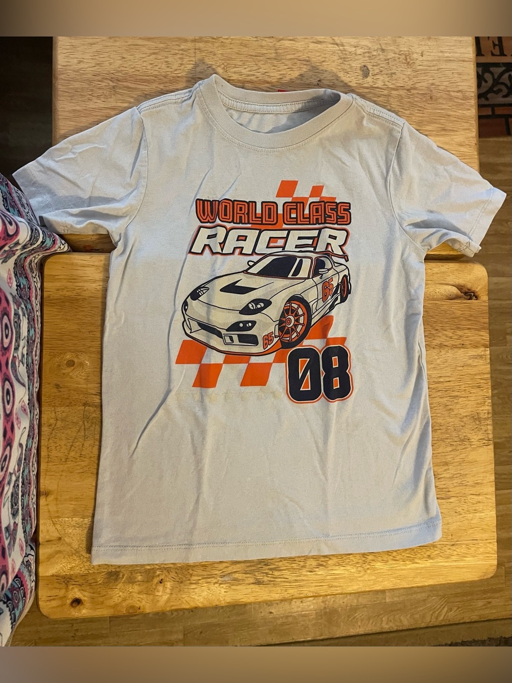 Wonder Nation Boys World Class Racer Graphic T-Shirt Gray Orange Size 6-7